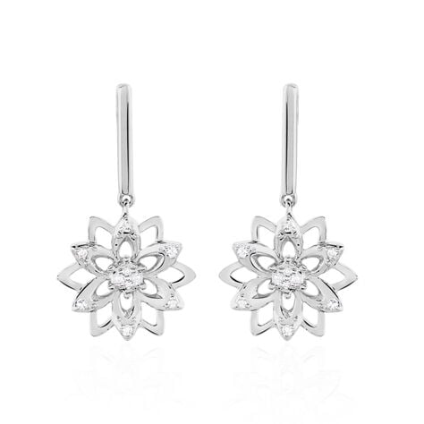 Boucles D'oreilles Pendantes Italane Or Blanc Diamant - Boucles d'oreilles pendantes Femme | Histoire d&rsquo;Or