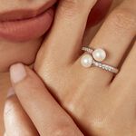 Bague Ajustable Argent Blanc Jeronimo Perle Oxydes De Zirconium - Bagues avec pierre Femme | Histoire d&rsquo;Or