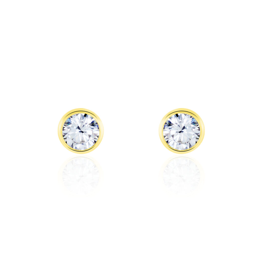 Boucles D'oreilles Puces Daria Serti Clos Or Jaune Oxyde De Zirconium - Clous d'oreilles Femme | Histoire d’Or