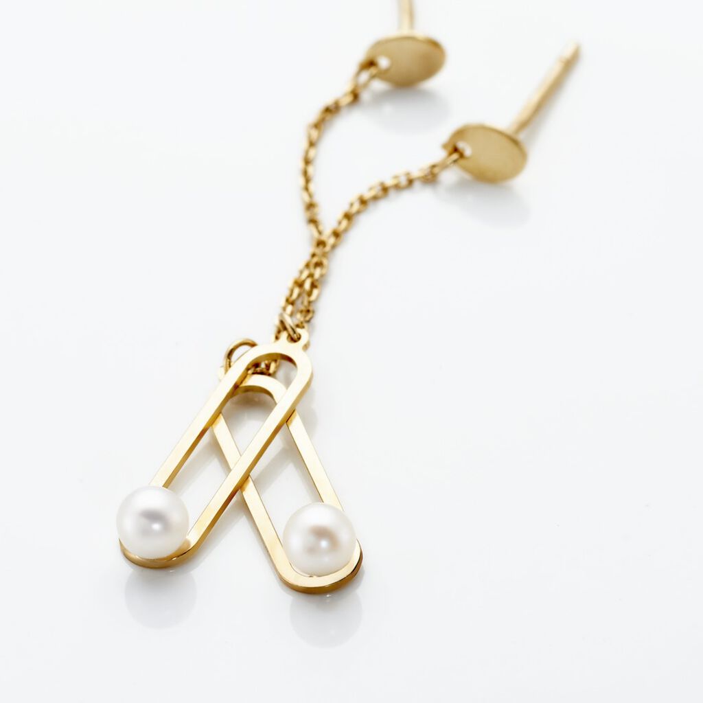 Boucles D'oreilles Pendantes Or Jaune Lucasta Perle De Culture - Boucles d'oreilles pendantes Femme | Histoire d’Or
