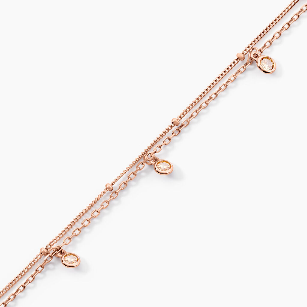 Chaîne De Cheville Heidi Argent Rose Oxyde De Zirconium - Chaînes de cheville Femme | Histoire d’Or