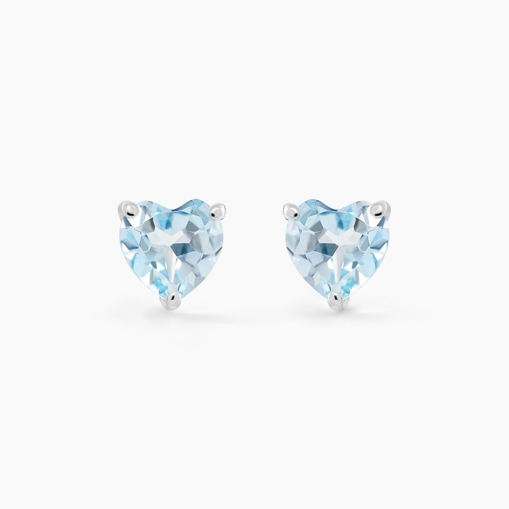 Boucles D'oreilles Puces Salona Or Blanc Topaze - Clous d'oreilles Femme | Histoire d’Or