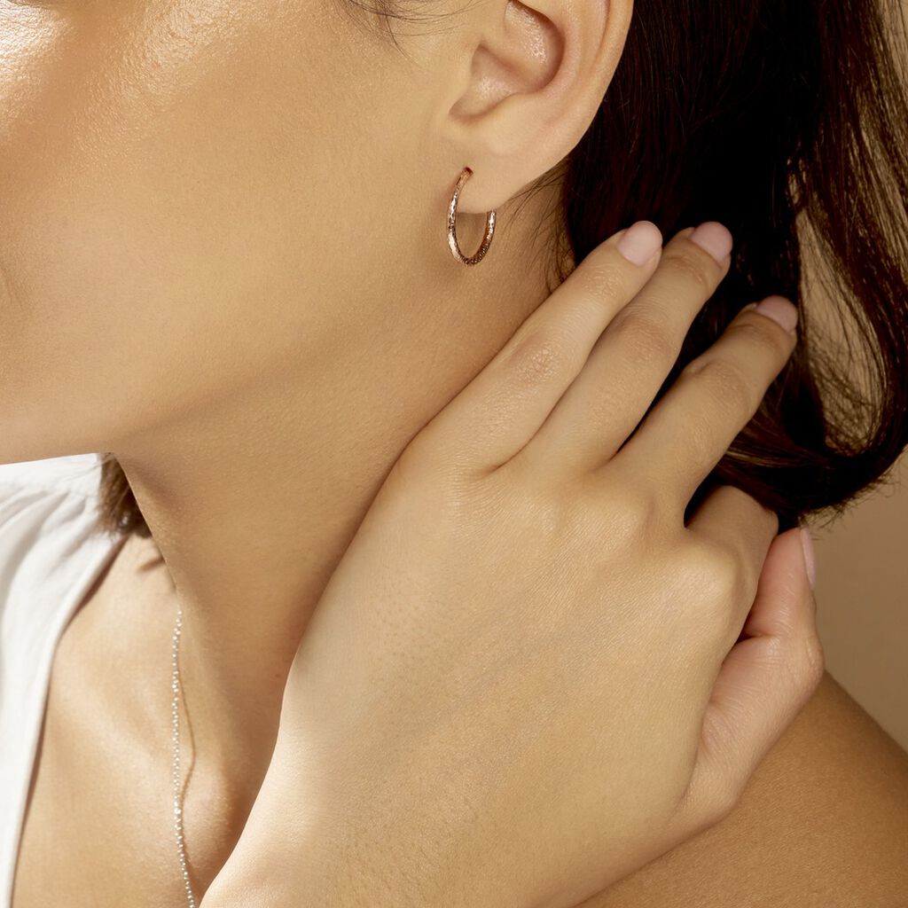 Créoles Argent Rose Agathe - Boucles d'oreilles créoles Femme | Histoire d’Or