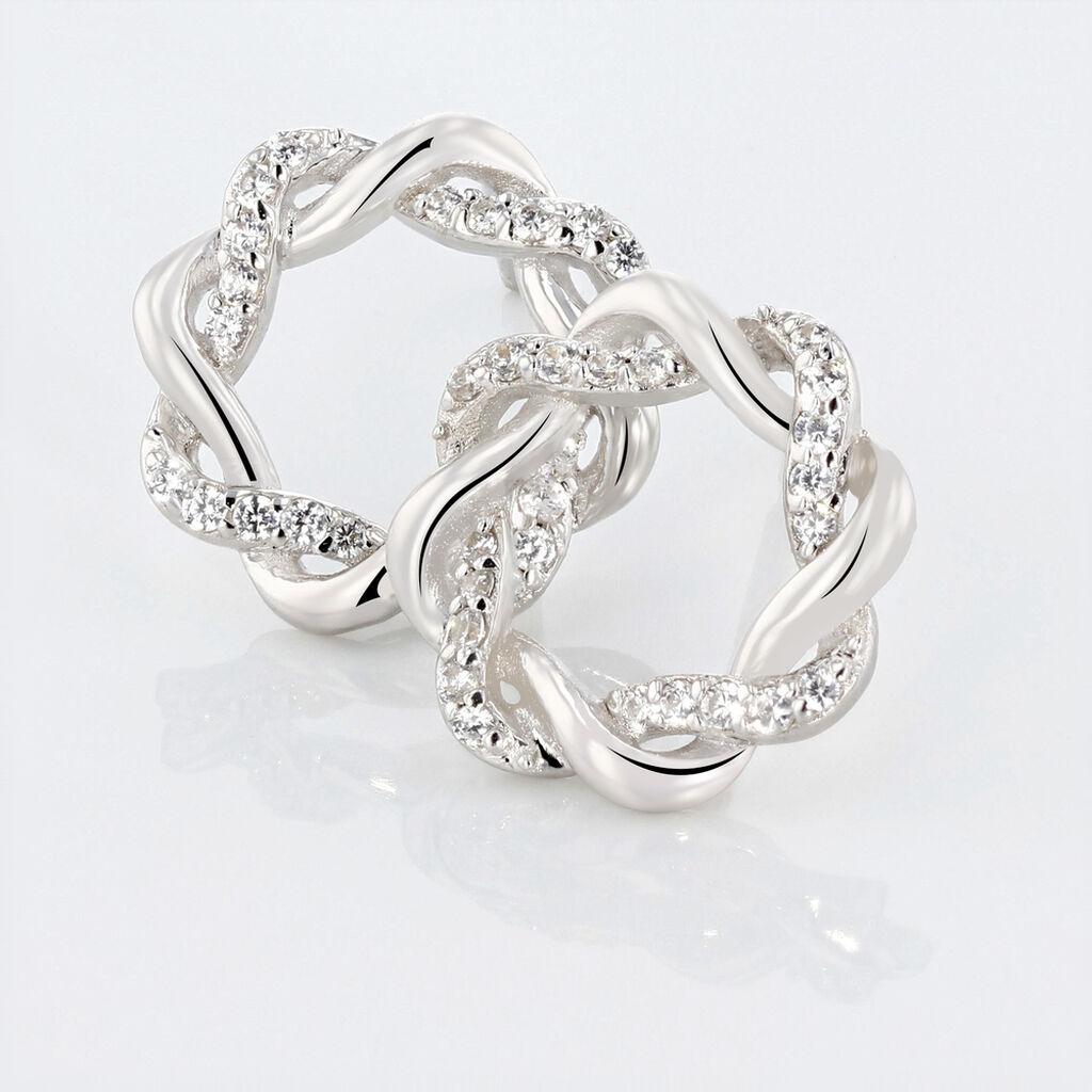 Boucles D'oreilles Pendantes Calandra Argent Blanc Oxyde De Zirconium - Boucles d'oreilles fantaisie Femme | Histoire d’Or