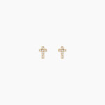 Boucles D'Oreilles Puces Laurits Or Jaune Oxyde De Zirconium - Boucles d'oreilles 18 carats Unisex | Histoire d&rsquo;Or