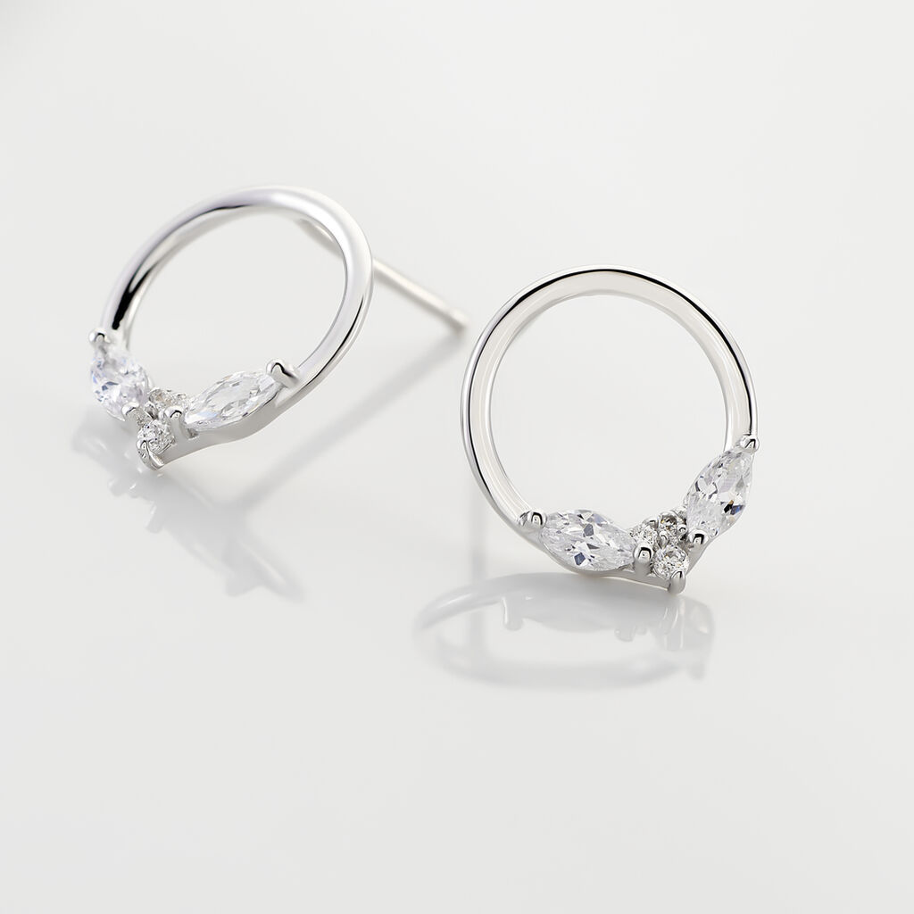 Boucles D'oreilles Pendantes Catiane Argent Blanc Oxyde De Zirconium - Boucles d'oreilles fantaisie Femme | Histoire d&rsquo;Or