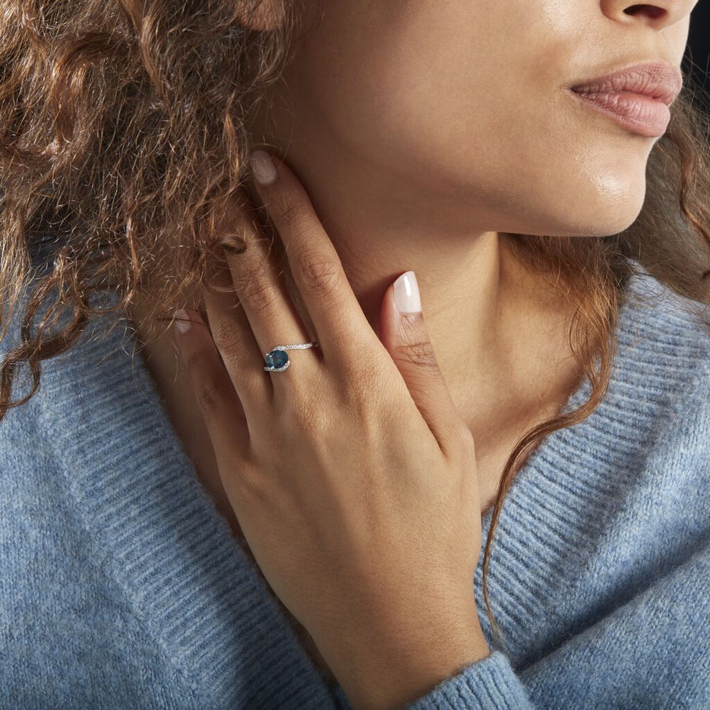 Bague Or Blanc Erwin Topaze Oxydes De Zirconium - Bagues solitaires Femme | Histoire d’Or