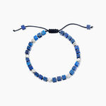 Bracelet Cusco Acier Blanc Lapis Lazuli - Bracelets cordon Homme | Histoire d&rsquo;Or