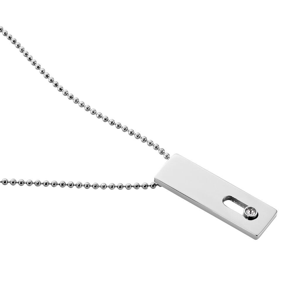Collier Zeto Acier Blanc Strass - Colliers fantaisie Homme | Histoire d’Or