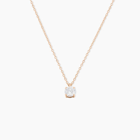 Collier Solitaire Argent Rose Lylwenn Oxyde De Zirconium - Colliers fantaisie Femme | Histoire d&rsquo;Or