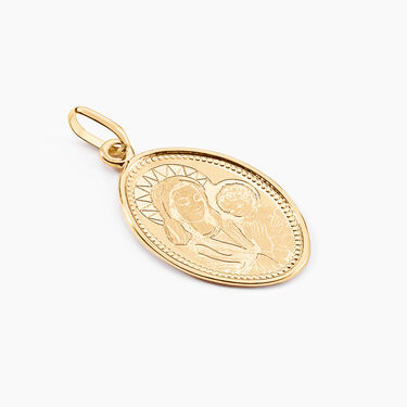 Pendentif Or Jaune Vierge A L'enfant