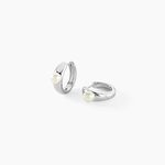 Cr&eacute;oles Aurela Argent Blanc Perle De Culture - Boucles d'oreilles cr&eacute;oles Femme | Histoire d&rsquo;Or