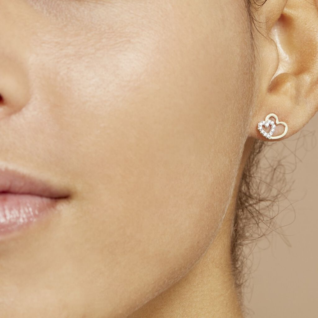 Boucles D'oreilles Puces Marineta Or Jaune Oxyde De Zirconium - Clous d'oreilles Femme | Histoire d’Or