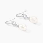 Boucles D'oreilles Pendantes Tiphaine Argent Blanc Perle De Culture - Boucles d'oreilles pendantes Femme | Histoire d&rsquo;Or