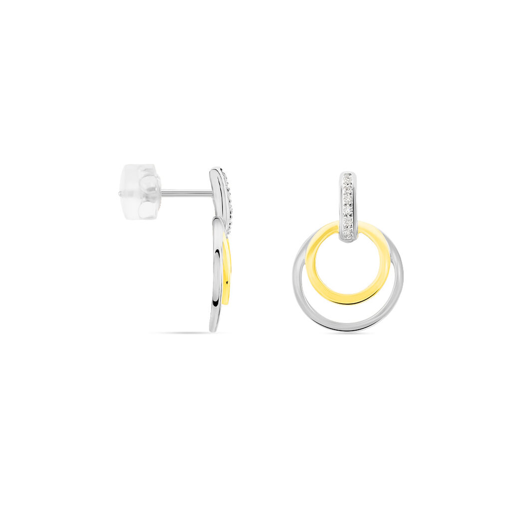 Boucles D'oreilles Pendantes Or Bicolore Eloisia Diamants - Boucles d'oreilles pendantes Femme | Histoire d’Or