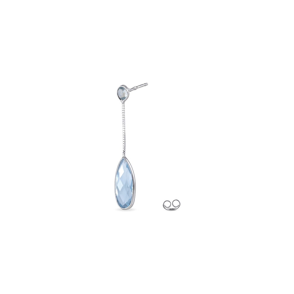 Boucles D'oreilles Pendantes Sela Or Blanc Topaze Et Sans - Boucles d'oreilles pendantes Femme | Histoire d&rsquo;Or
