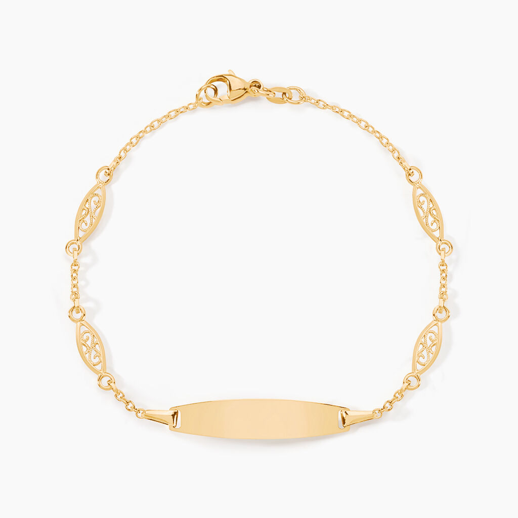 Bracelet Identit&eacute; Eudoxie Maille Filigrane Or Jaune - Bracelets Communion Enfant | Histoire d&rsquo;Or
