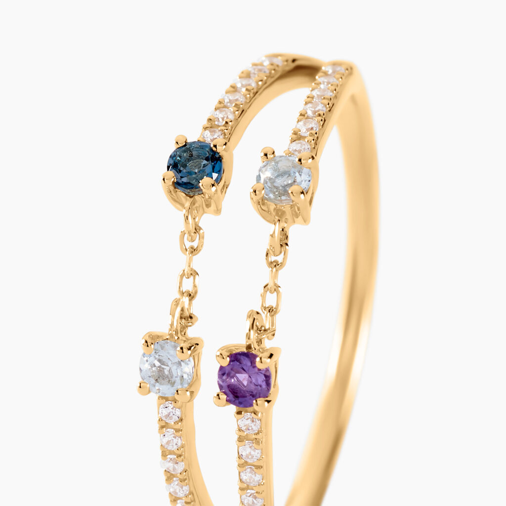 Bague Chaîne Universe Or Jaune Améthyste Topaze - Bagues avec pierre Femme | Histoire d’Or