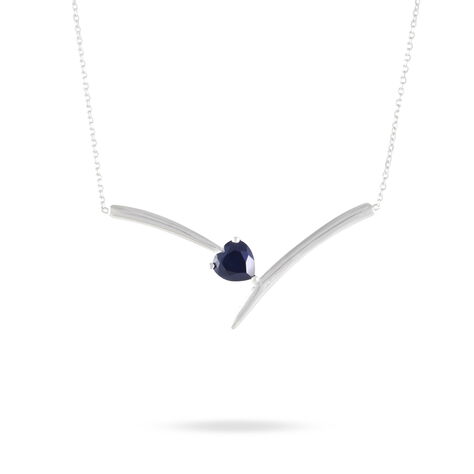 Collier Renaldine Or Blanc Saphir - Colliers Coeur Femme | Histoire d’Or