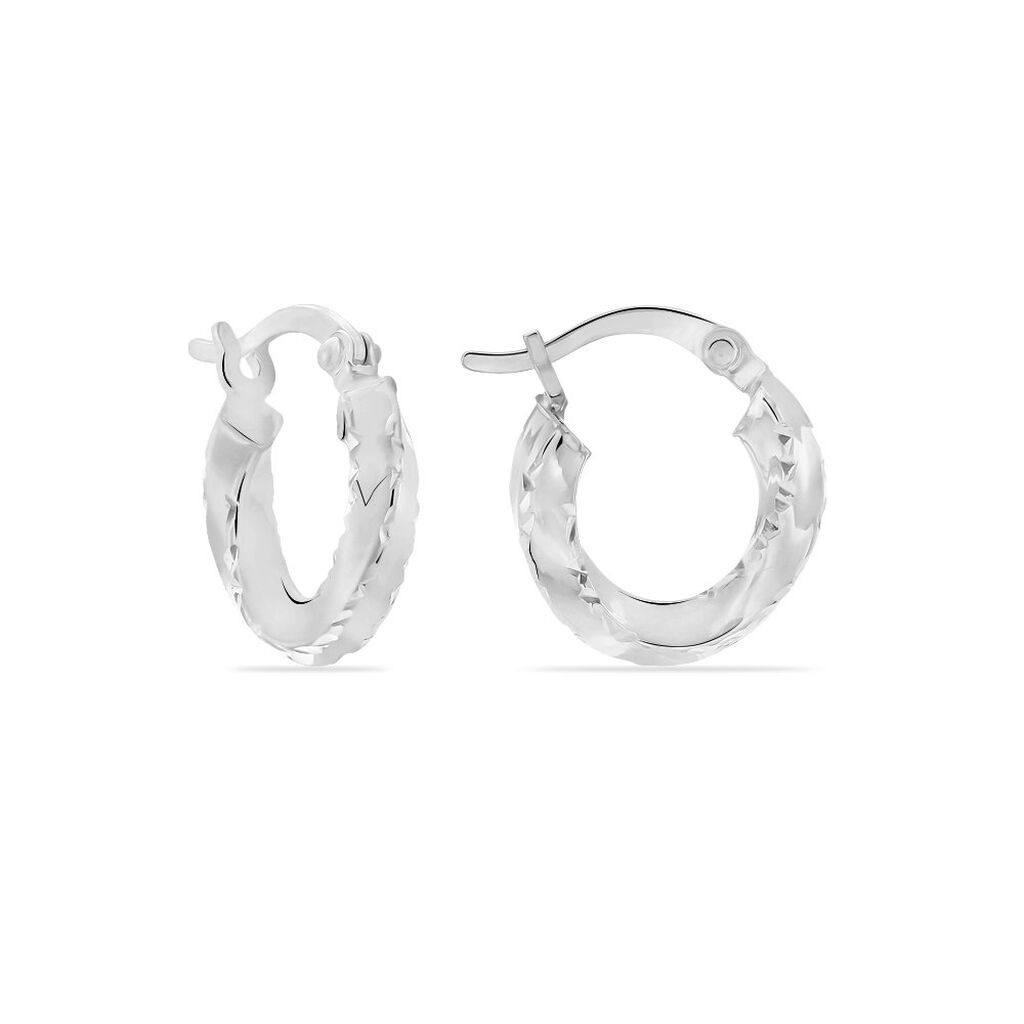 Créoles Argent Blanc Diane - Boucles d'oreilles créoles Femme | Histoire d’Or