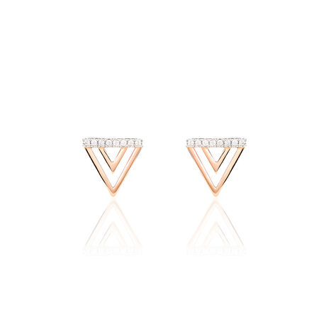 Boucles D'oreilles Puces Dania Or Rose Oxyde De Zirconium - Clous d'oreilles Femme | Histoire d’Or