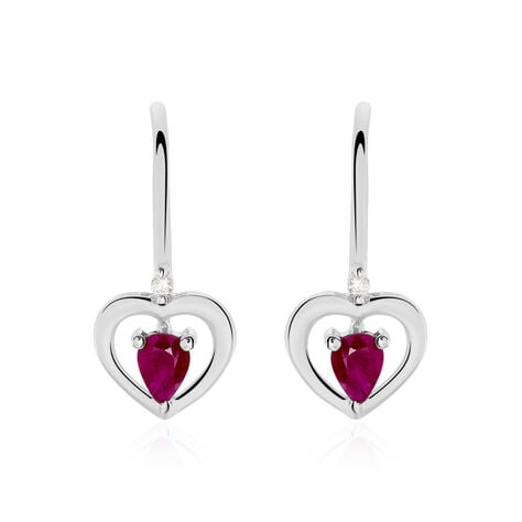 Boucles D'oreilles Danilo Or Blanc Rubis - Boucles d'oreilles pendantes Femme | Histoire d&rsquo;Or