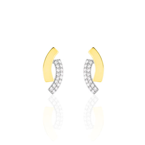Boucles D'oreilles Puces Vero Or Jaune Oxyde De Zirconium - Clous d'oreilles Femme | Histoire d’Or