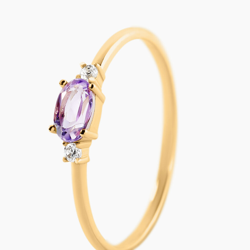 Bague Jardin Secret Or Jaune Am&eacute;thyste Oxyde De Zirconium - Bagues solitaires Femme | Histoire d&rsquo;Or