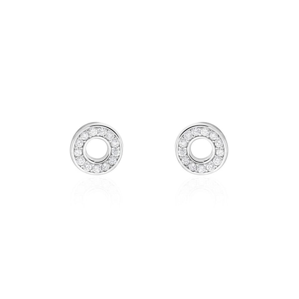 Boucles D'oreilles Puces Argent Blanc Eujen Oxydes De Zirconium - Boucles d'oreilles fantaisie Femme | Histoire d&rsquo;Or