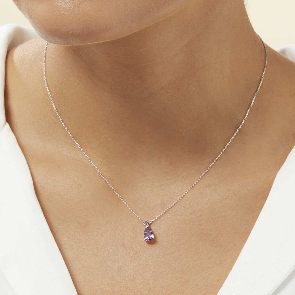 Collier Yrene Or Blanc Amethyste - Colliers Femme | Histoire d’Or