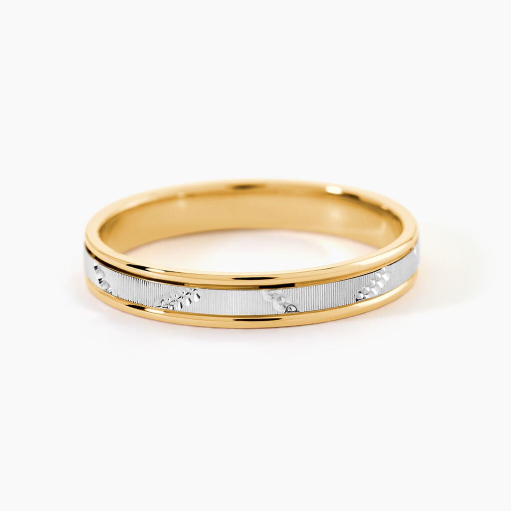 Alliance Or Bicolore Jaune / Blanc Tyssia - Alliances 18 carats Unisex | Histoire d&rsquo;Or