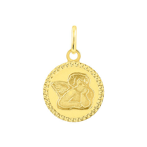 Pendentif Ange Rond Cisele Or Jaune - Pendentifs Baptême Famille | Histoire d’Or