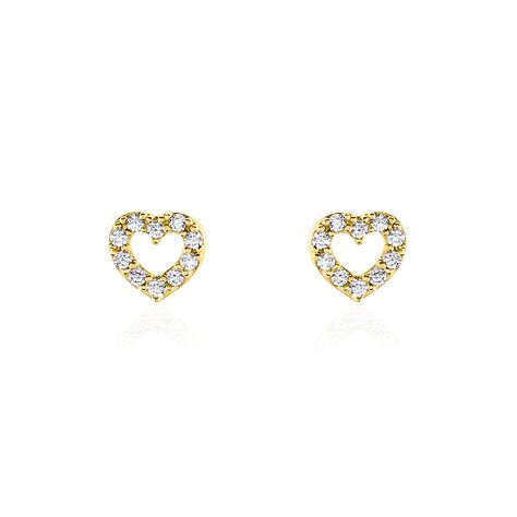 Boucles D'oreilles Puces Eily Or Jaune Oxyde De Zirconium - Clous d'oreilles Famille | Histoire d’Or