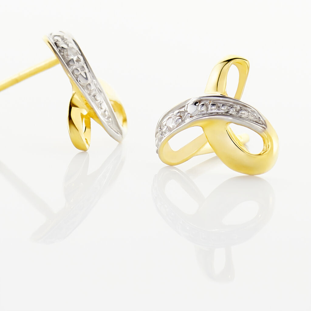 Boucles D'oreilles Puces Volute Or Jaune Diamant - Clous d'oreilles Femme | Histoire d’Or