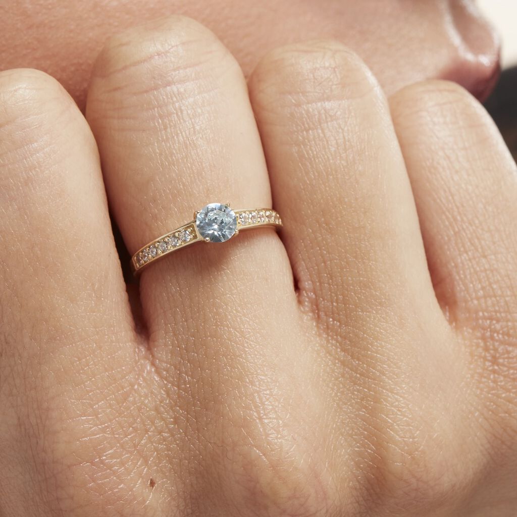 Bague Carrol Or Jaune Topaze Oxyde De Zirconium - Bagues solitaires Femme | Histoire d’Or