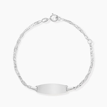 Bracelet Identit&eacute; Ericka Maille Singapour Or Blanc