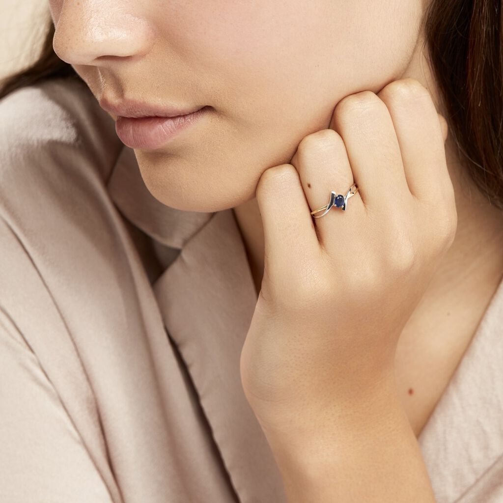 Bague Rosmunda Or Bicolore Saphir - Bagues solitaires Femme | Histoire d’Or
