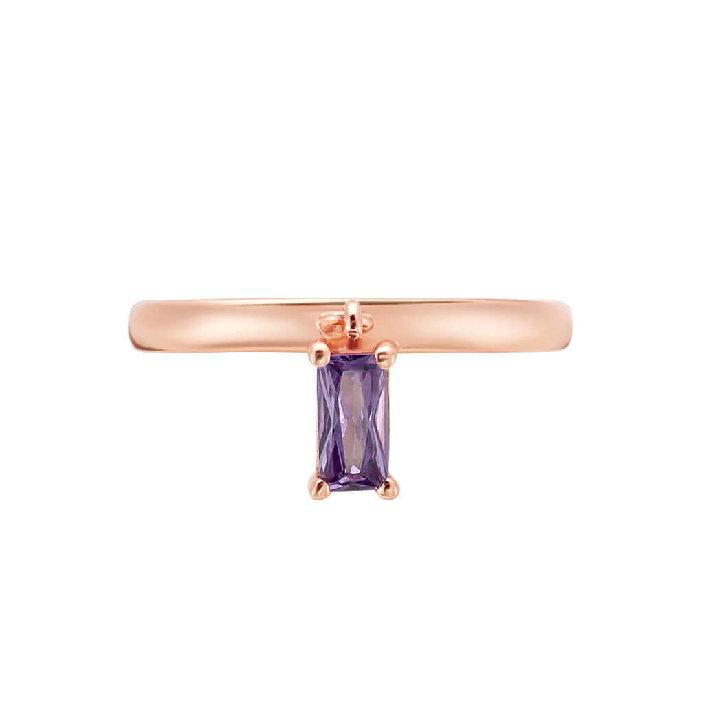 Bague Purple Mood Argent Rose Oxyde De Zirconium - Bagues solitaires Femme | Histoire d&rsquo;Or