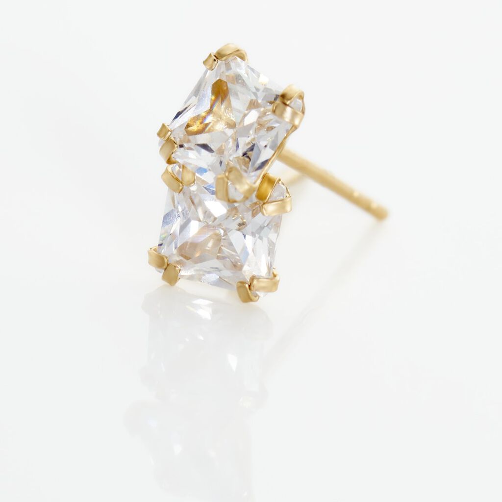 Boucles D'oreilles Puces Or Jaune Doreen Oxydes De Zirconium - Clous d'oreilles Famille | Histoire d’Or