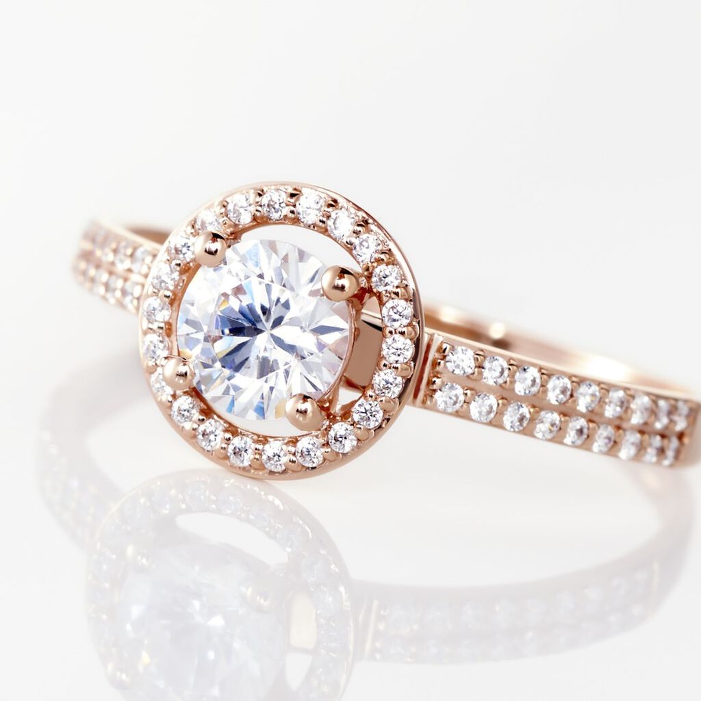 Bague Stelila Or Rose Oxyde De Zirconium - Bagues solitaires Femme | Histoire d’Or