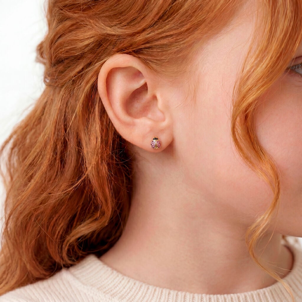 Boucles D'Oreilles Puces Dima Or Jaune Cristal - Clous d'oreilles Enfant | Histoire d&rsquo;Or