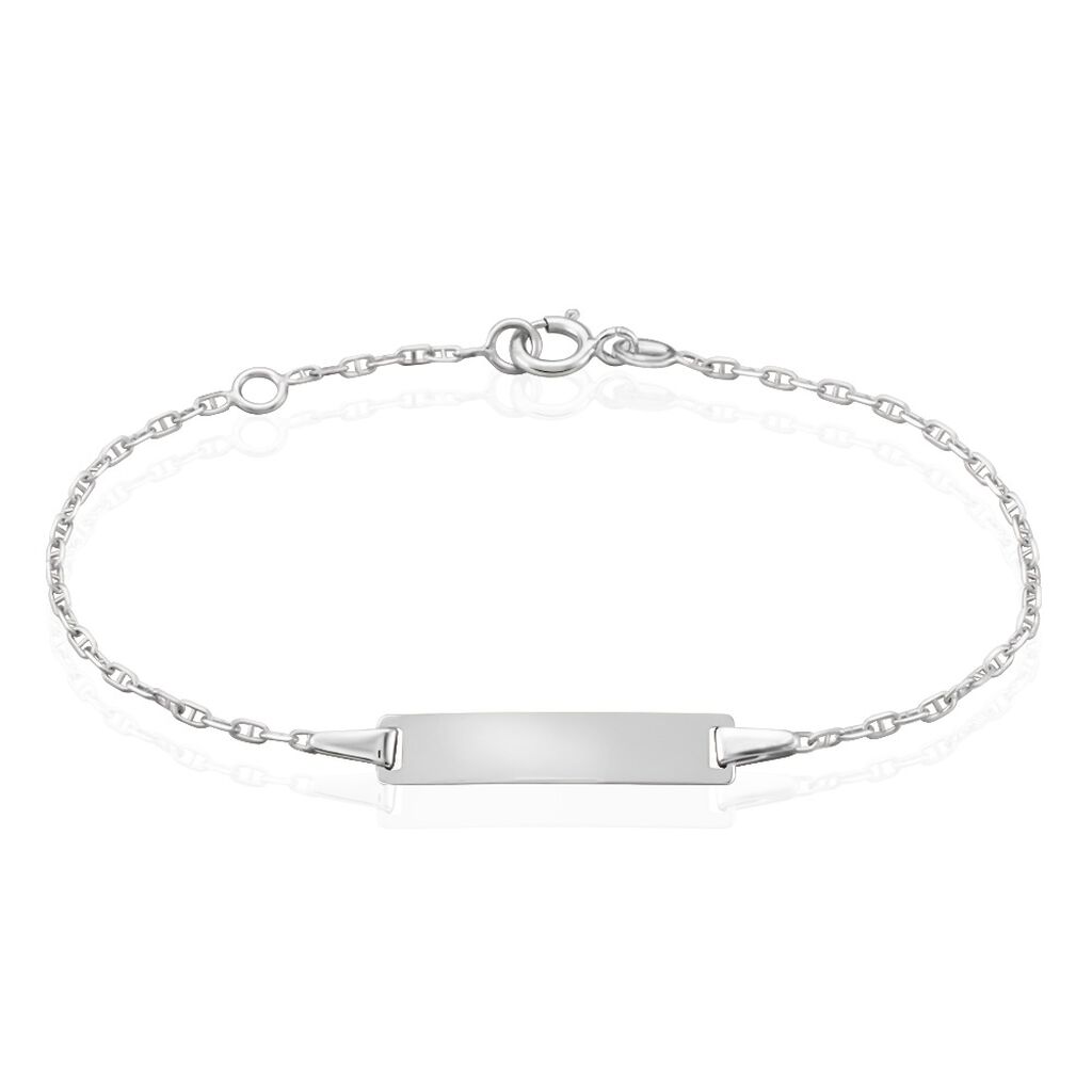 Bracelet Identité Esta Maille Forçat Or Blanc - Bracelets Communion Enfant | Histoire d’Or