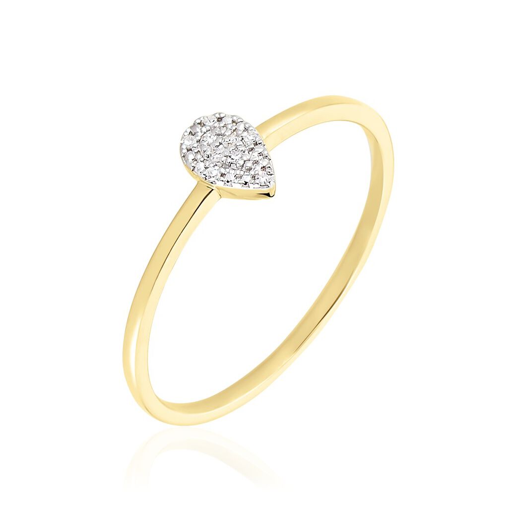 Bague Pear C Or Jaune Diamant - Bagues avec pierre Femme | Histoire d’Or