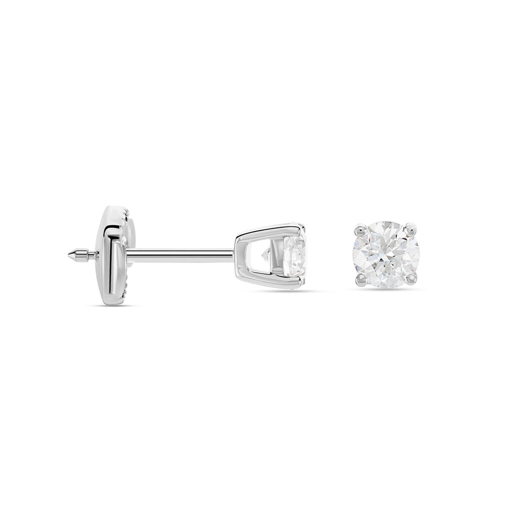 Boucles D'oreilles Puces One Or Blanc Diamants - Clous d'oreilles Homme | Histoire d&rsquo;Or