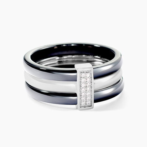 Bague Ceramik Design Argent Blanc C&eacute;ramique Et Oxyde De Zirconium - Bagues avec pierre Femme | Histoire d&rsquo;Or