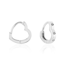 Créoles Argent Blanc Agnese - Boucles d'Oreilles Coeur Femme | Histoire d’Or