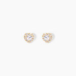 Boucles D'oreilles Puces Or Jaune Festuca Oxydes De Zirconium - Clous d'oreilles Femme | Histoire d&rsquo;Or