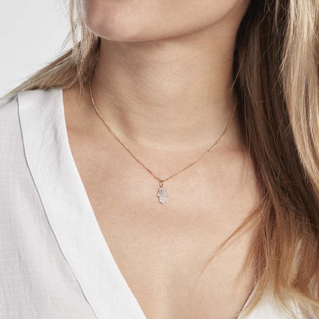 Pendentif Fatima Or Jaune Oxyde De Zirconium - Pendentifs Femme | Histoire d’Or