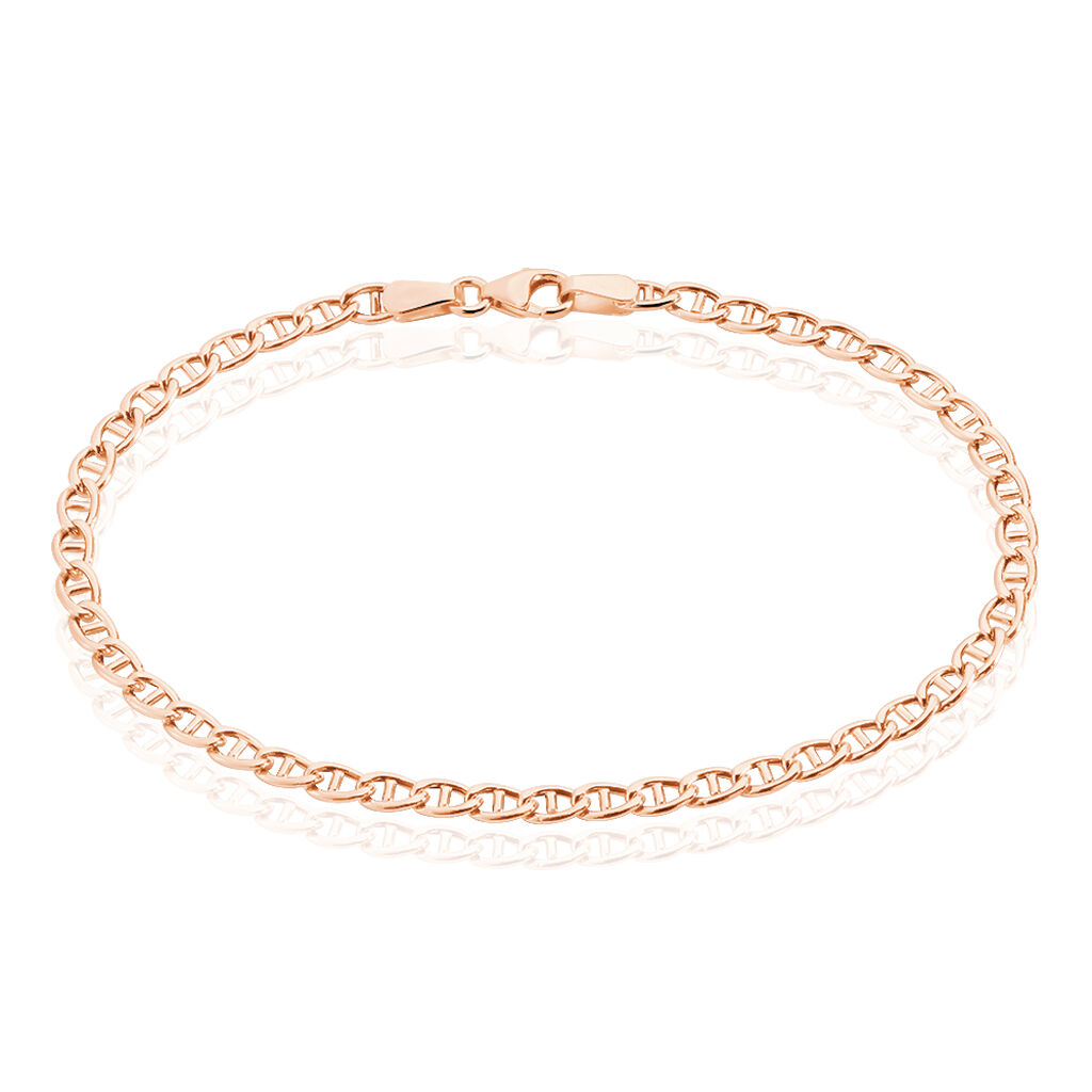 Bracelet Capucin Or Rose Maille Marine Plate - Bracelets chaîne Femme | Histoire d’Or