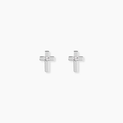 Boucles D'oreilles Puces Laurice Argent Blanc Oxyde De Zirconium - Boucles d'oreilles fantaisie Femme | Histoire d&rsquo;Or
